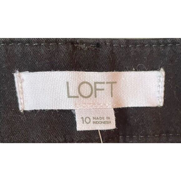 Loft Black Straight Leg Button Fly Pants Size 10 NWT Frayed Ankles RN#140923 - Picture 3 of 7